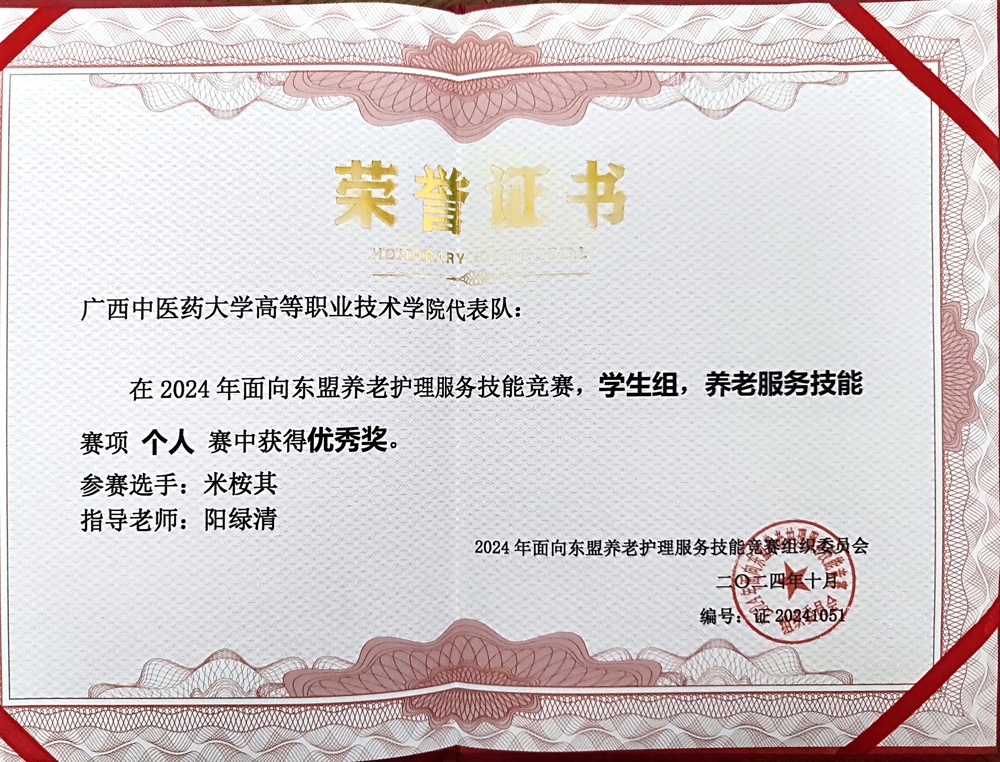 图2-我院学生米桉其荣获优秀奖