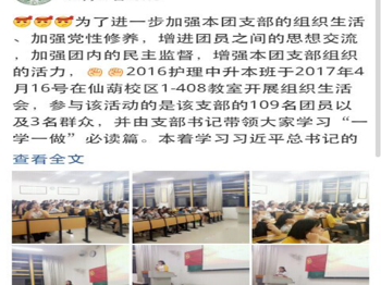 2016级护理中升本团支部开展组织生活会